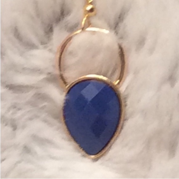 Blue And Gold Teardrop Earrings - Picture 5 of 10